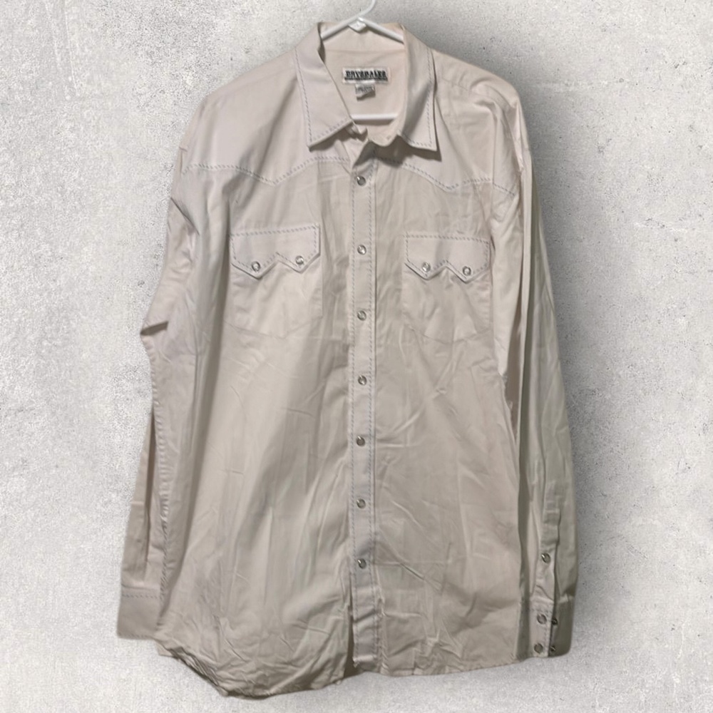DRYSDALES WESTERN WEAR VINTAGE COWBOY SHIRT WHITE HEAVY DUTY MEN’S XXL USA